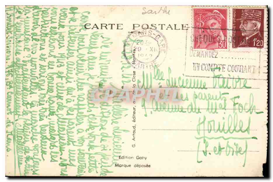 CPA Le Mans Place et Eglise de la Couture — Rückseite