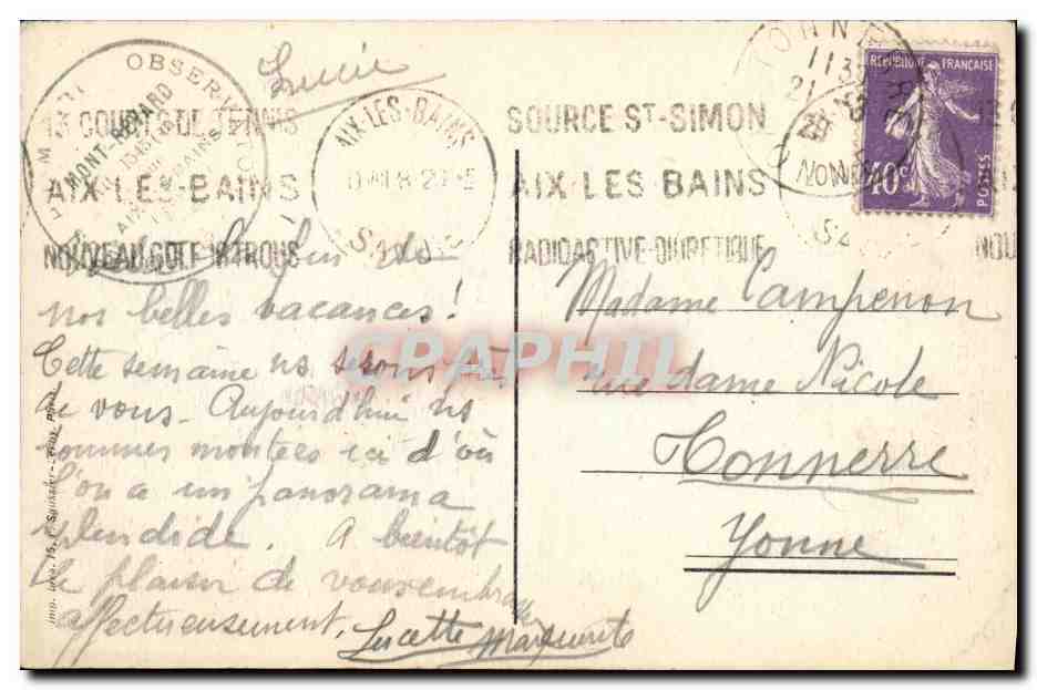 CPA Le Mont Revard sur Aix Les Bains L Observatoire et la Corniche — Rückseite