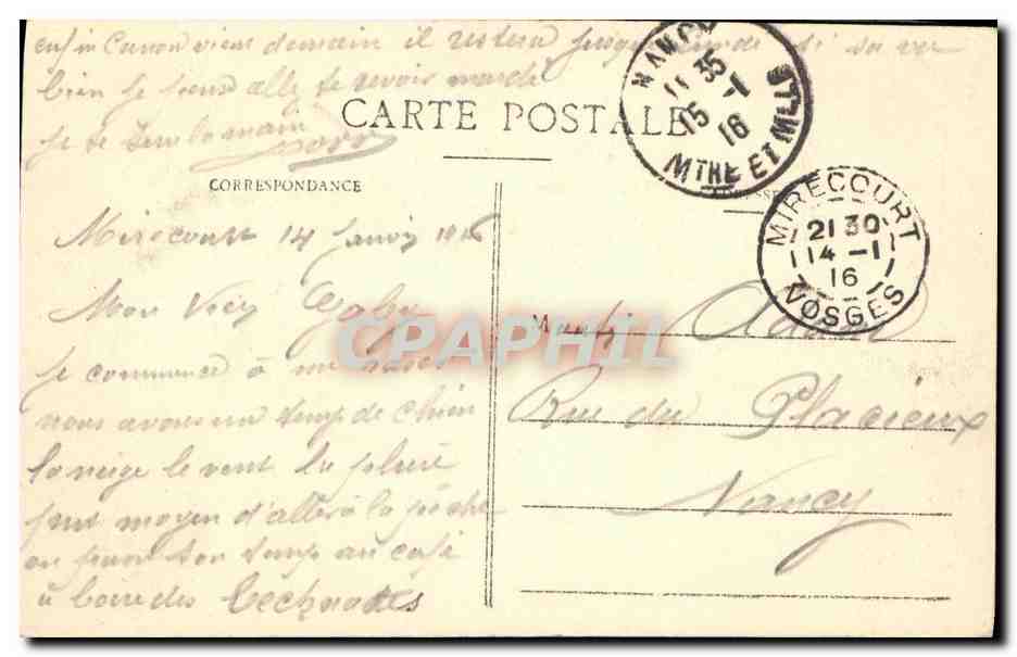 CPA Mirecourt La Porte de la Vieille Chapelle de la Oultre  — Rückseite
