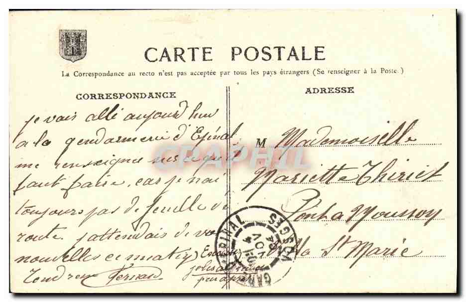 CPA Epinal Cites des Usines Du Champ Pin — Rückseite