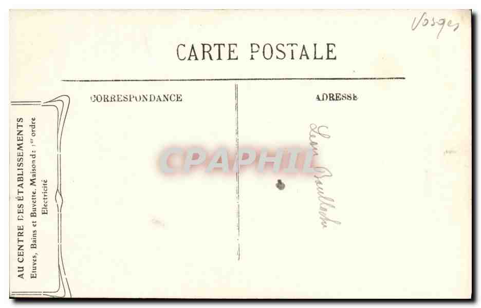 CPA Plombieres Les Bains Maison Cath Herise Appartements et chambres a louer  — Rückseite