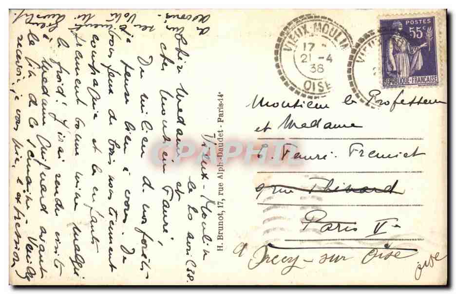 Vieux-Moulin (Oise) — Vue générale, prise du Mont Saint-Marc — éditeur inconnu, n° 237-5-37 — Reverso