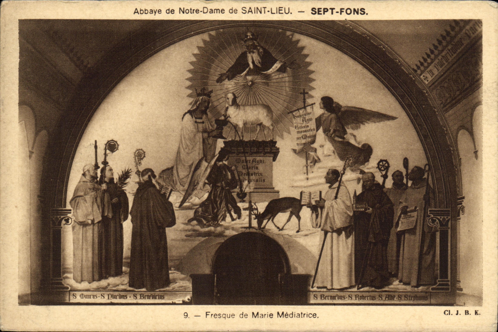 CPA Saint Lieu Sept Fons Abbaye de Notre Dame de Saint Lieu Fresque de Marie mediatrice Sept Fons 