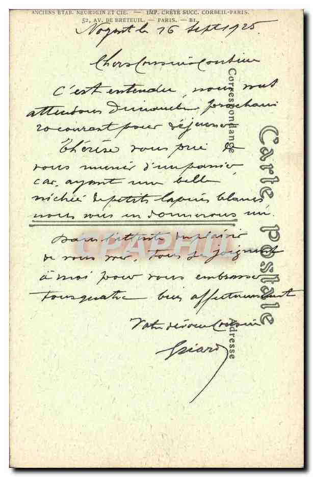 Environs de Chantilly — La Table — J.P. (éditeur) n°35 — Rückseite