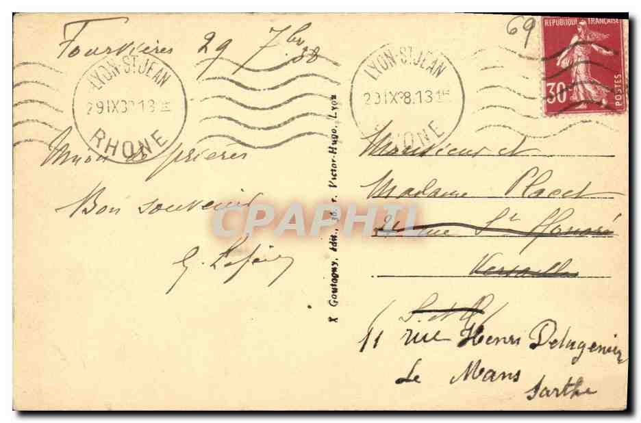 CPA Lyon Abside de ND de Fourviere — Verso