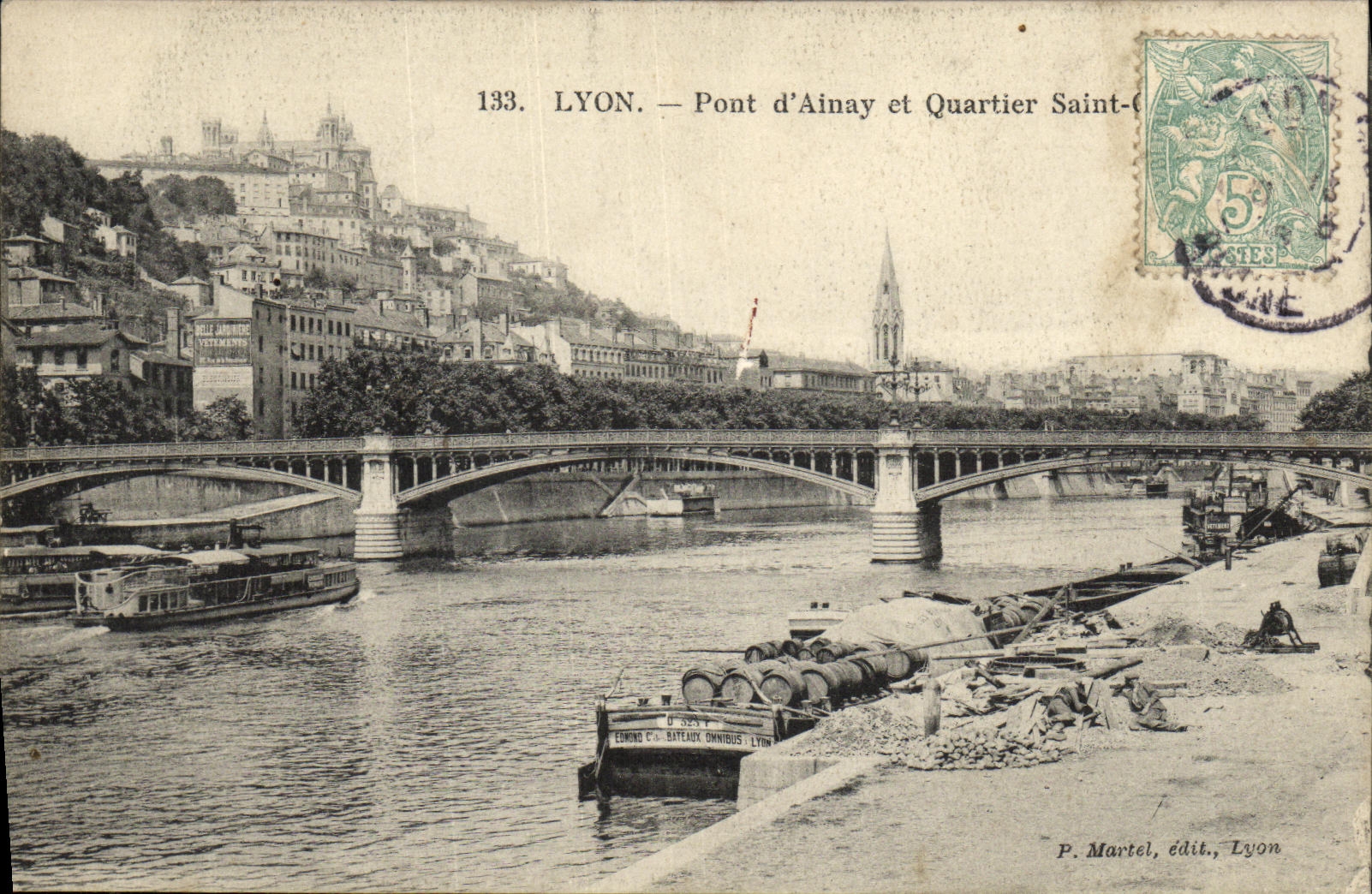 LYON. — Pont d'Ainay und Viertel Saint-Quentin — P. Martel, Verlag, Lyon