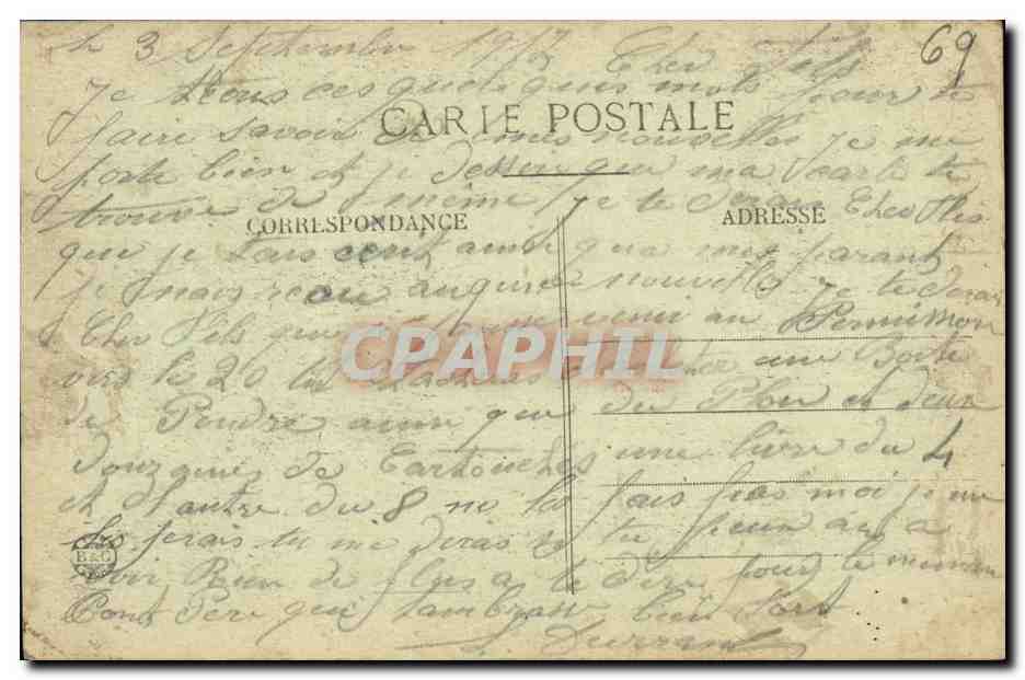 CPA Lyon Place Bellecour Les Bassins — Verso