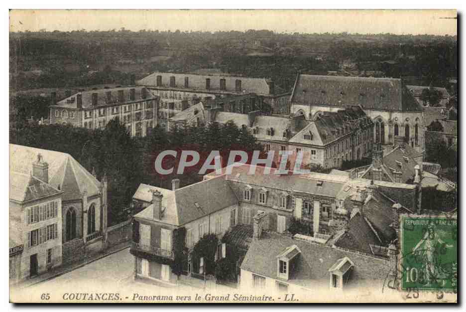 CPA Coutances Panorama Vers le Grand Seminaire