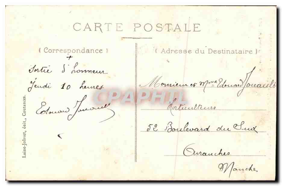 CPA Coutances Porche Meridional de la Cathedrale — Rückseite