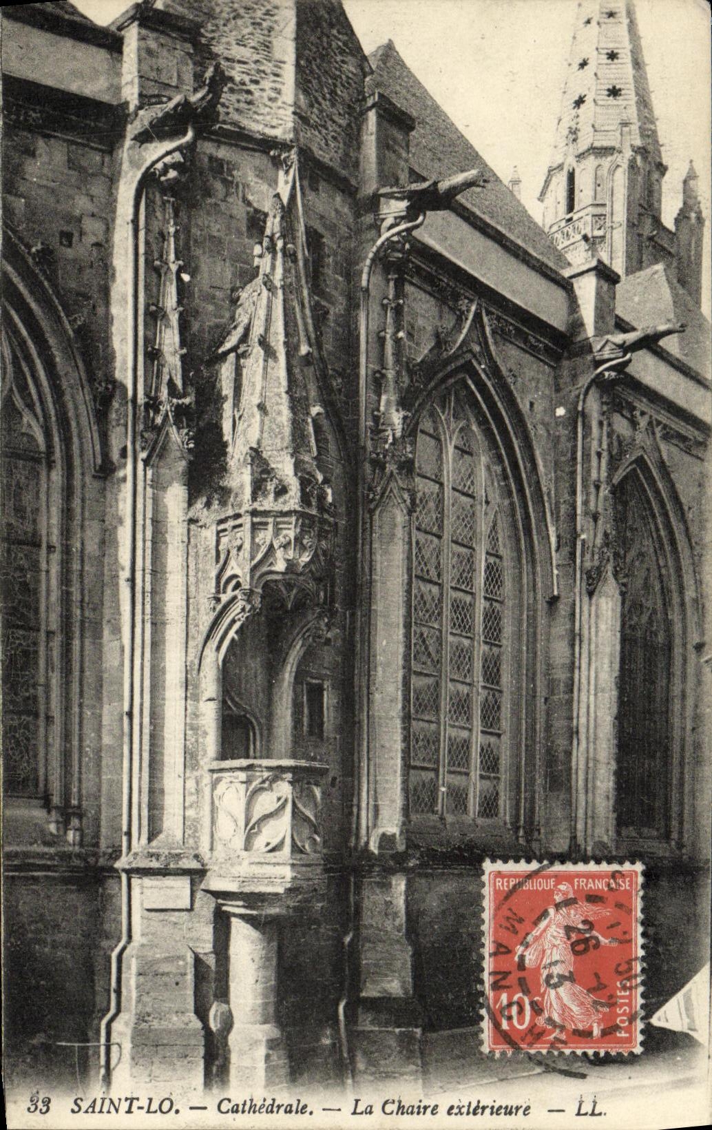 CPA St Lo Cathedrale La Chaire Exlerieure