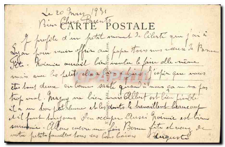 CPA Lyon Vue sur les Terreaux — Verso