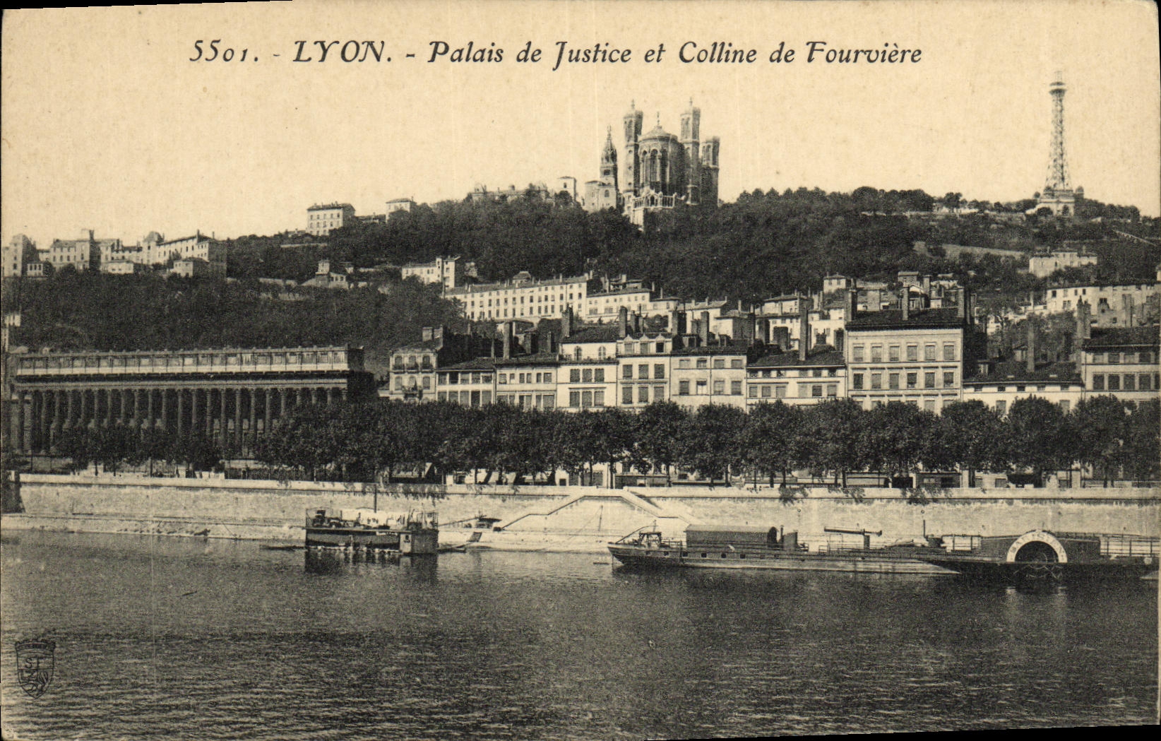 CPA Lyon Palais de Justice et Colline de Fourviere