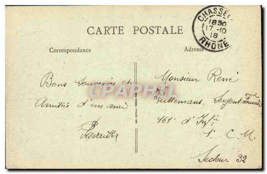 CPA Lyon Pont Wilson inaugure le 14 Juillet 1918 — Verso