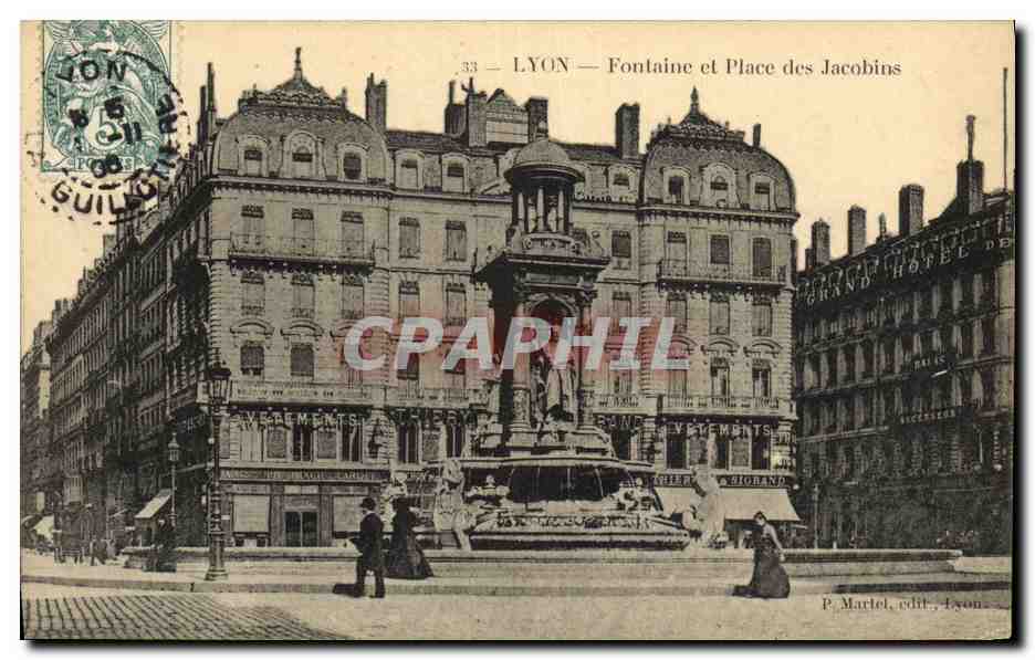 LYON — Fontaine et Place des Jacobins — P. Martel, edit., Lyon