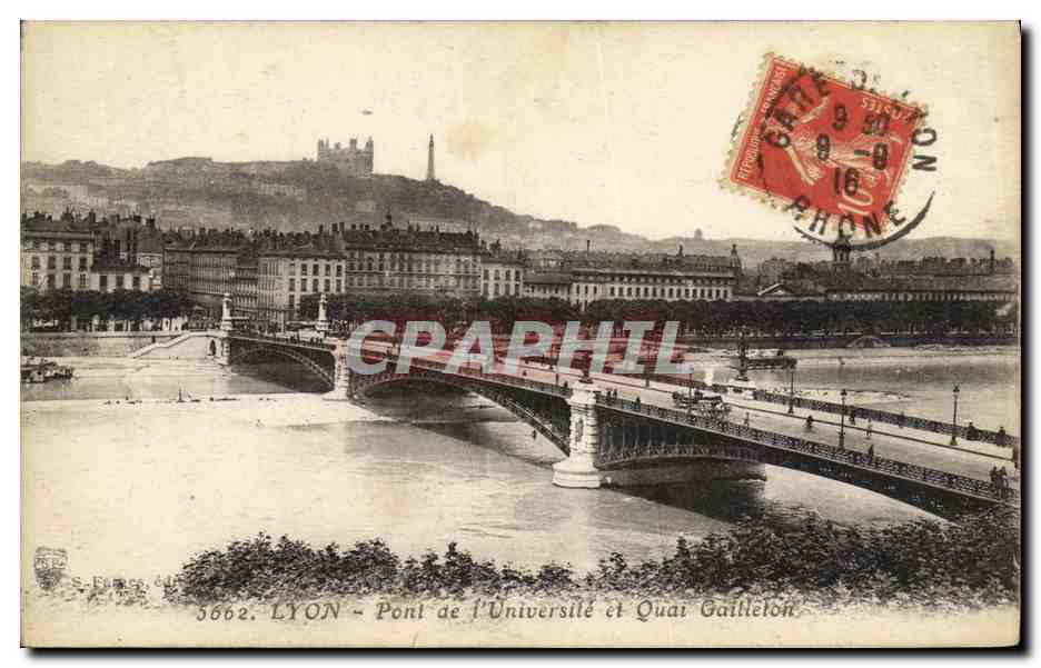 LYON - Pont de l'Université and Quai Gailleton — S. Fares, publisher, no. 3662
