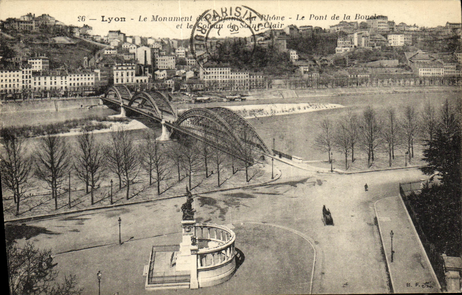 Lyon — Das Denkmal der Ephemeriden des Rhône, die Brücke der Schleife und der Hügel Saint-Clair — B.F. n°26