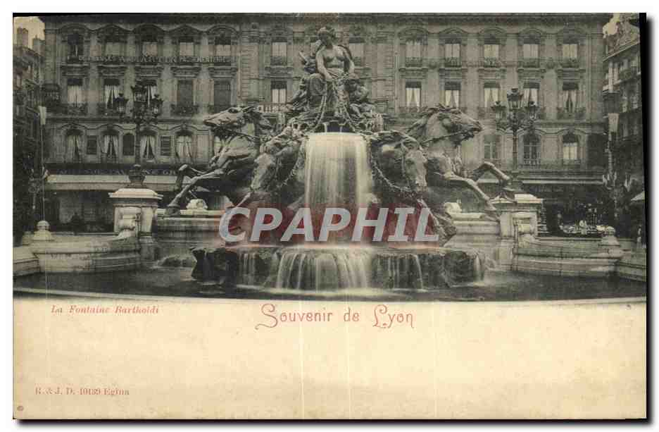 La Fontaine Bartholdi — Souvenir de Lyon — R. & J. D. 10189 Epina