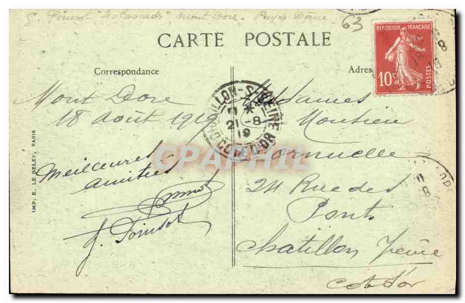 CPA Le Mont Dore Le Sancy sous la neige — Verso