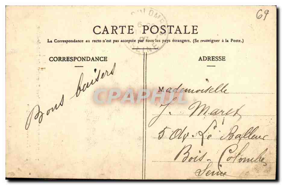 CPA Chaponost Aqueducs Romains du Plate de l air — Back