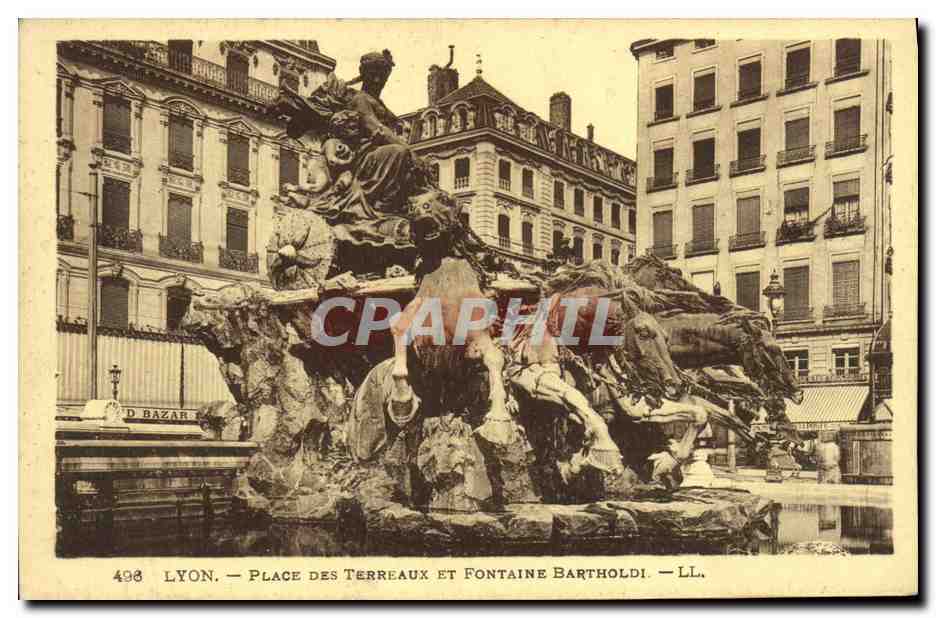 Lyon — Place des Terreaux et Fontaine Bartholdi — LL. n° 498