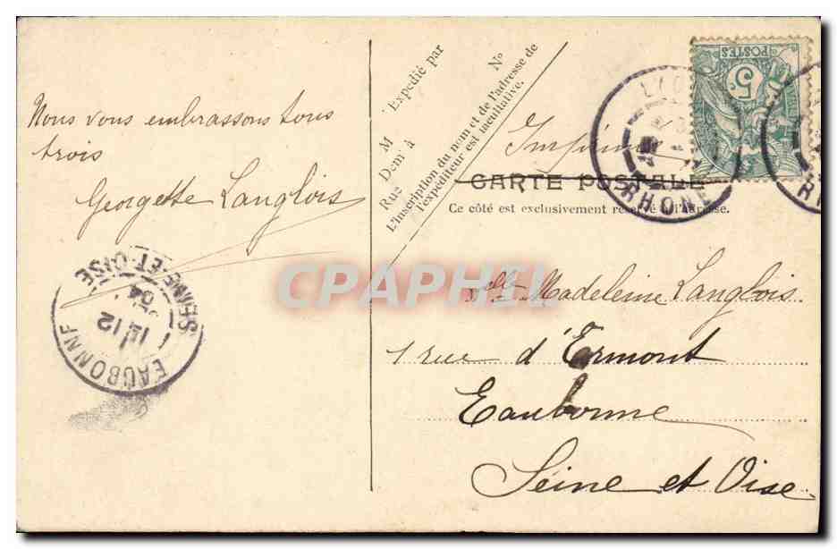 CPA Lyon Fourvieres et le Palais de Justice Bateau — Rückseite