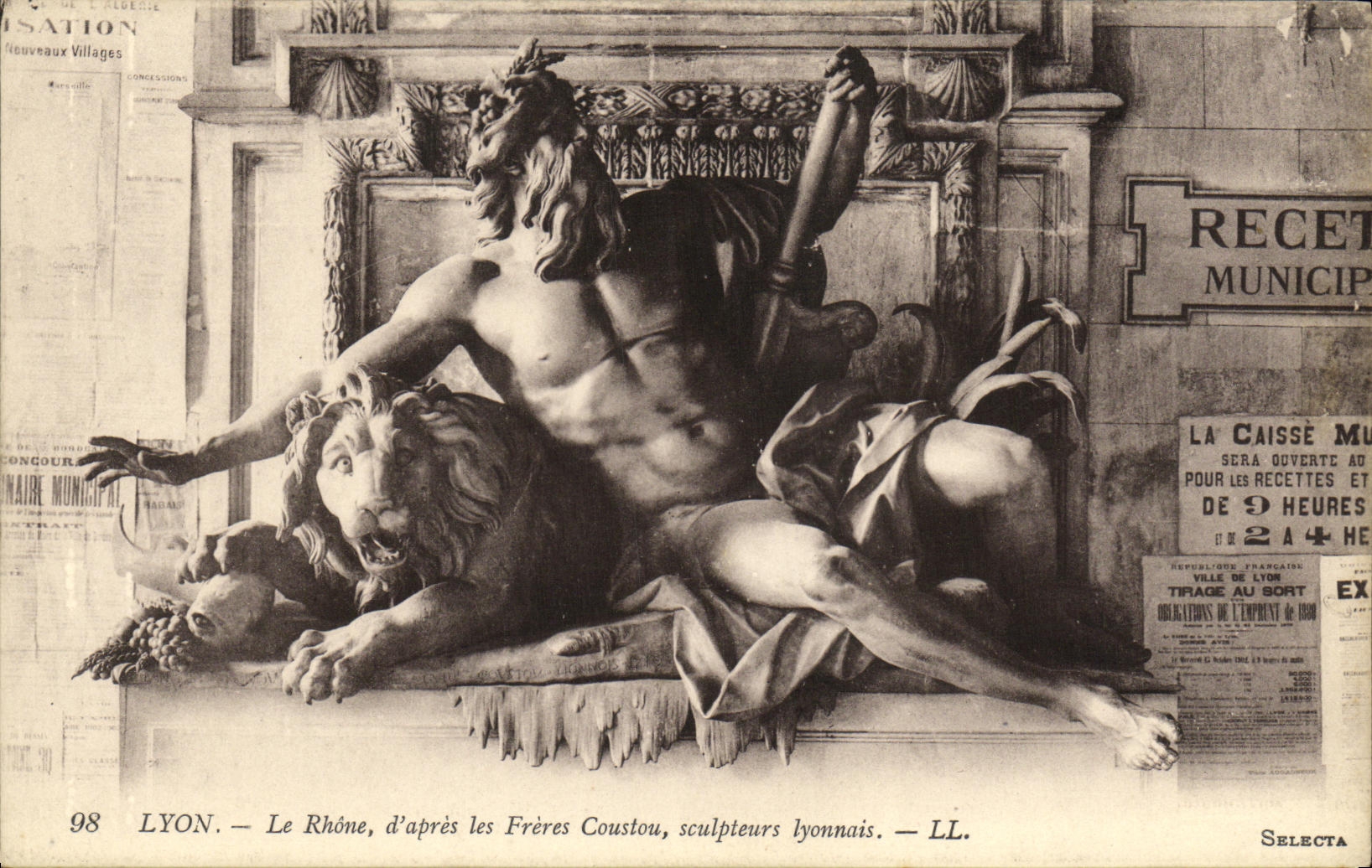 LYON — Le Rhône, d'après les Frères Coustou, sculpteurs lyonnais. — LL.