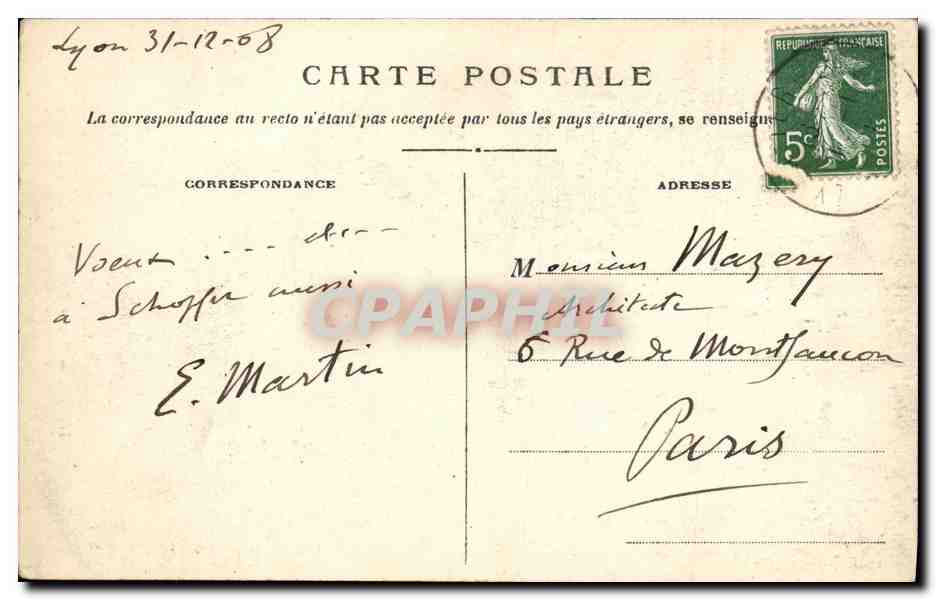 LYON — Porte de l'Église Saint-Pierre — S.F. n° 5519 — Verso