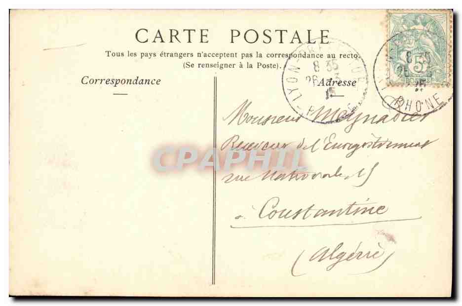 CPA Lyon La Place et la Rue de la Republique — Verso