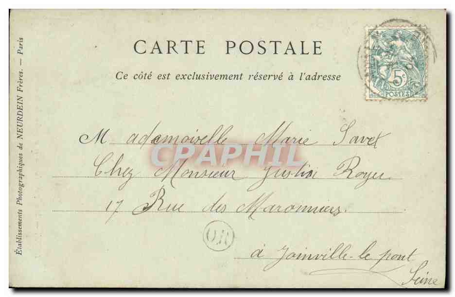 LYON — Denkmal für den Präsidenten Carnot — Sammlung ND. Fotografie Nr. 134 — Rückseite
