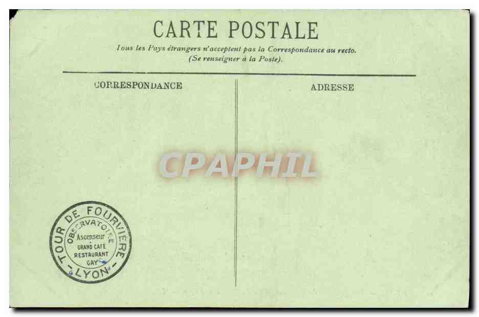 LYON — Vue générale de Bellerour, prise du Restaurant Gay — LL. — N° 103 — Verso