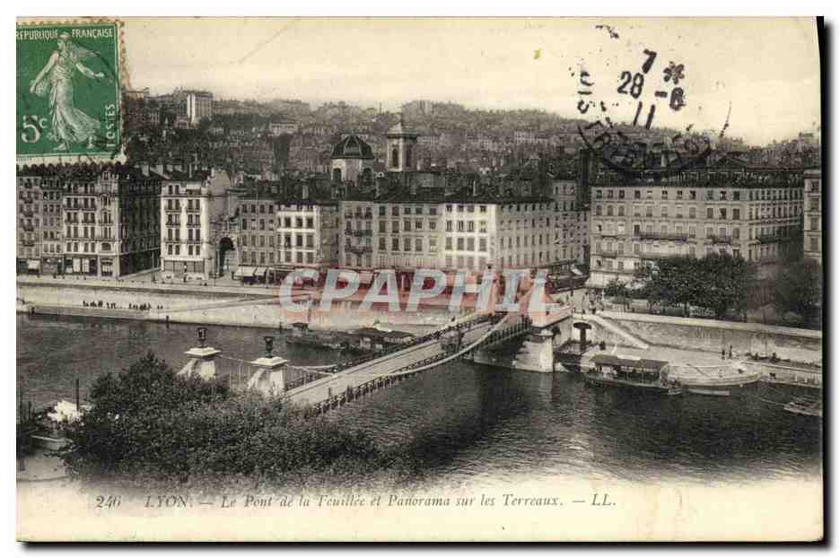 LYON — The Fouillée Bridge and Panorama over the Terreaux — LL. n° 246