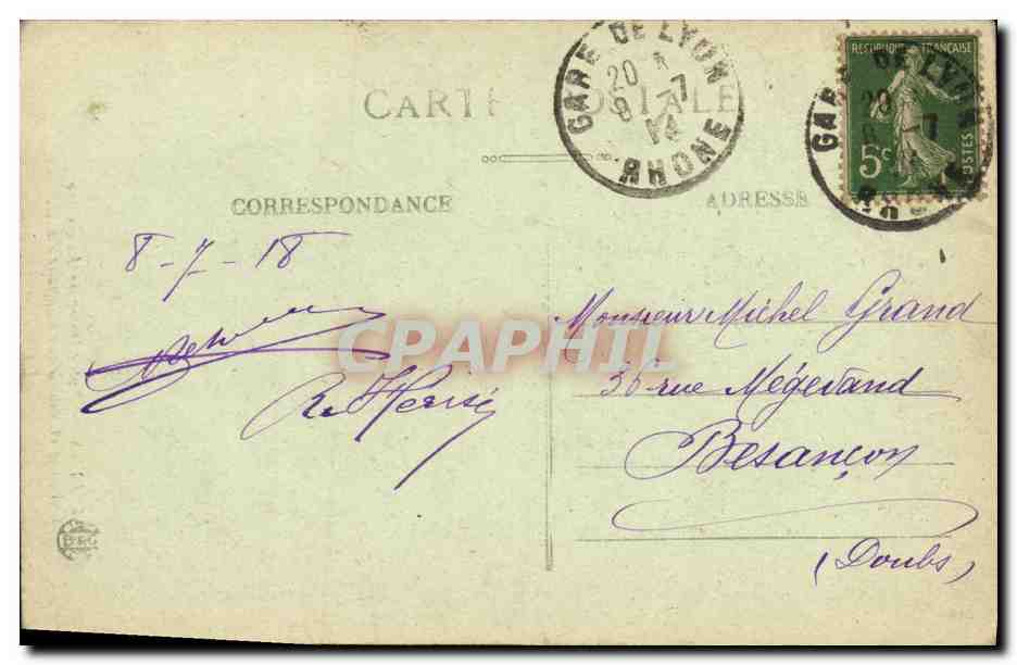 Lyon — L'Abside et l'Ancienne Chapelle — Notre-Dame de Fourvière — E.R. — n°394 — Verso