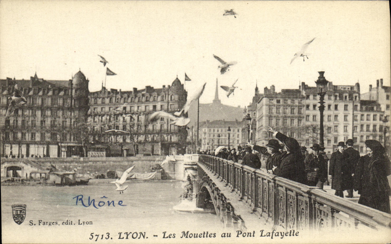 LYON - Möwen über den Lafayette-Brücke — S. Farges, Verlag Lyon, Nr. 5713