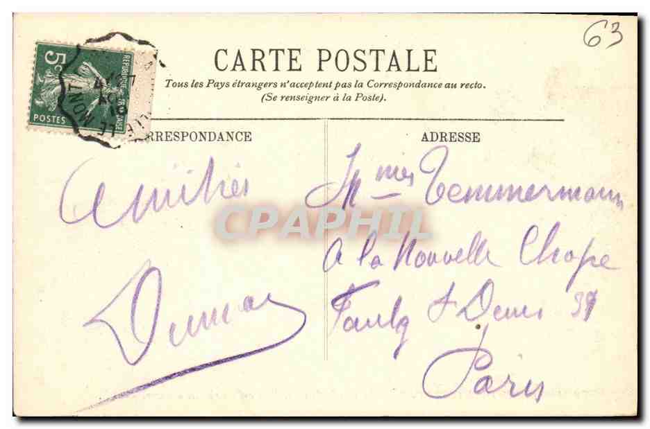 Environs du Mont-Dore — Le Puy de Sancy et l'Entrée des Gorges d'Enfer — LL. — Rückseite