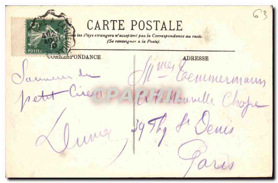 CPA Environs Du Mont Dore La route et le Puy de Sancy — Rückseite
