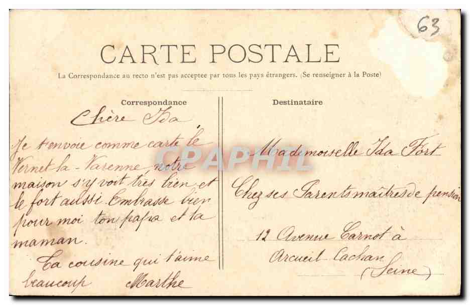 CPA Auvergne Le Vernet la Varenne et le Chateau de Montfort — Reverso