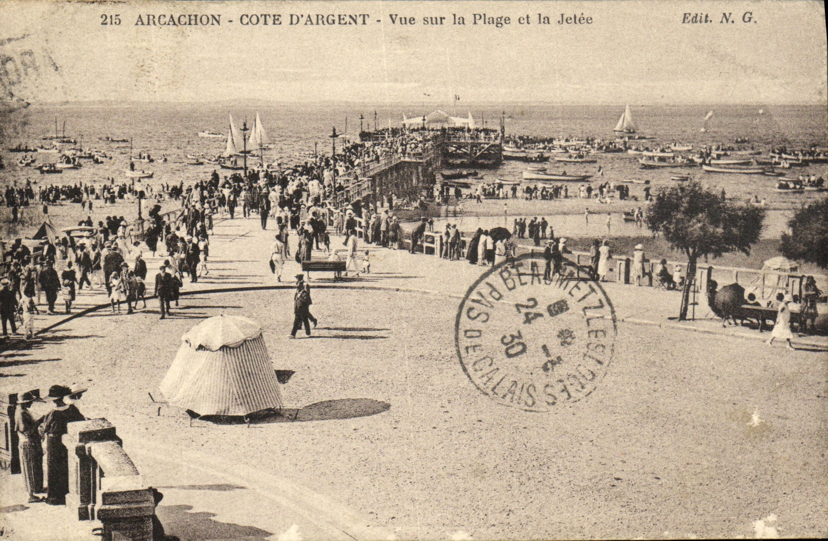 CPA Arcachon Cote D Argent Vue Sur la Plage et la Jetee