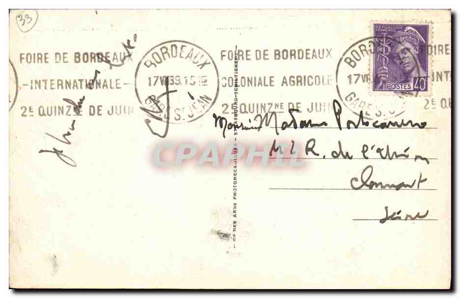 CPA Bordeaux La cathedrale Les fleches — Verso