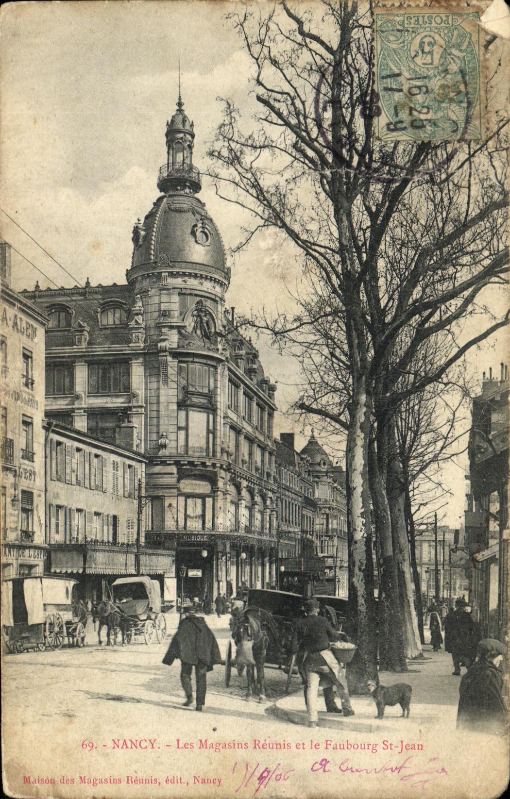 CPA Nancy Les Magasins Reunis et le Faubourg St Jean
