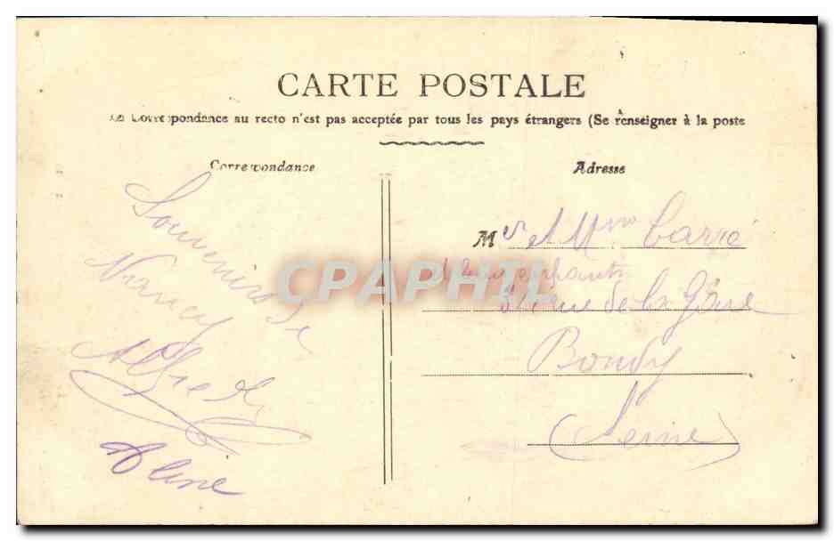 CPA Nancy La Rue Gambetta — Rückseite
