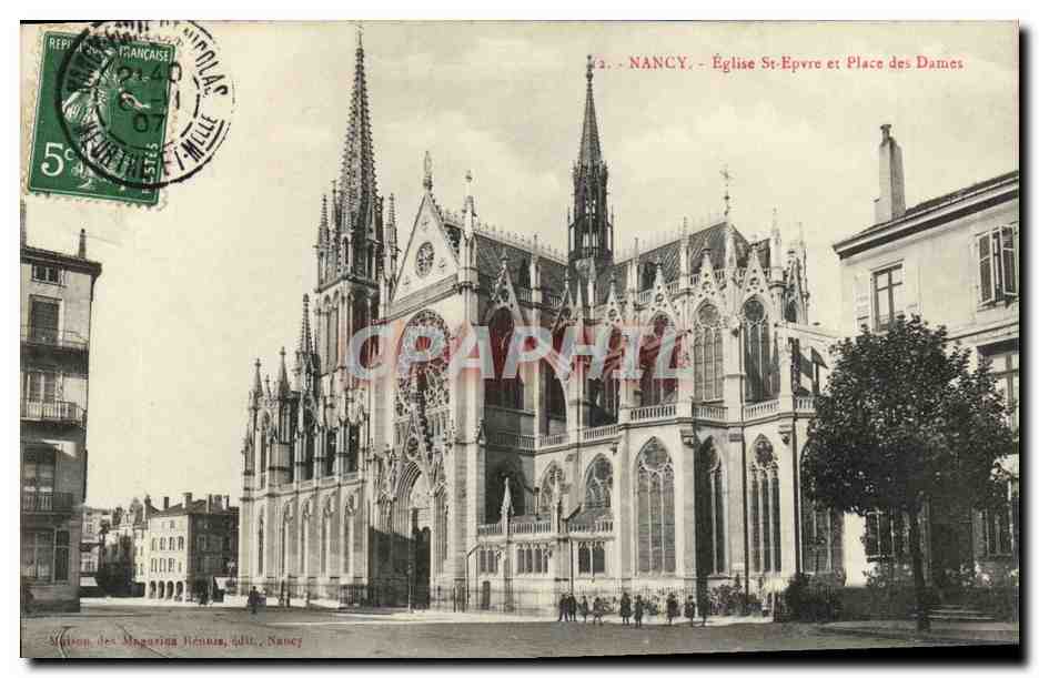 CPA Nancy Eglise St Epvre et Place des Dames