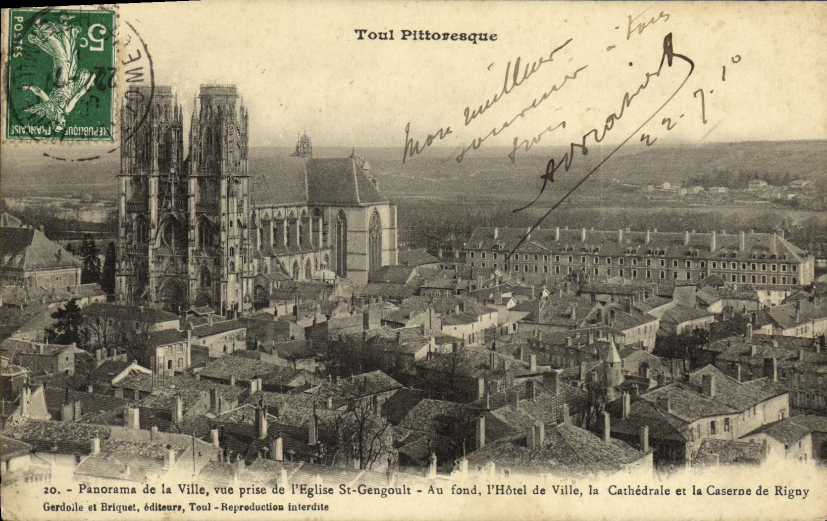 Toul Pittoresque — Panorama de la Ville, vue prise de l'Église St-Gengoult — Gerdoile et Briquet, éditeurs, Toul