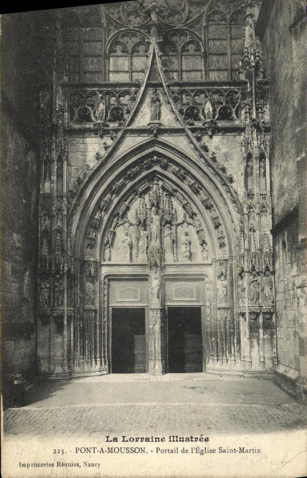 PONT-A-MOULSON — Portail de l'Église Saint-Martin — La Lorraine illustrée, n°223, Imprimeries Réunies, Nancy