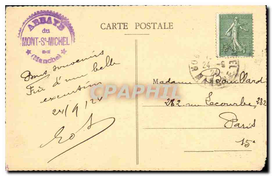 CPA Mont Saint Michel Abbaye Grands Degres et le Pont fortifie — Verso