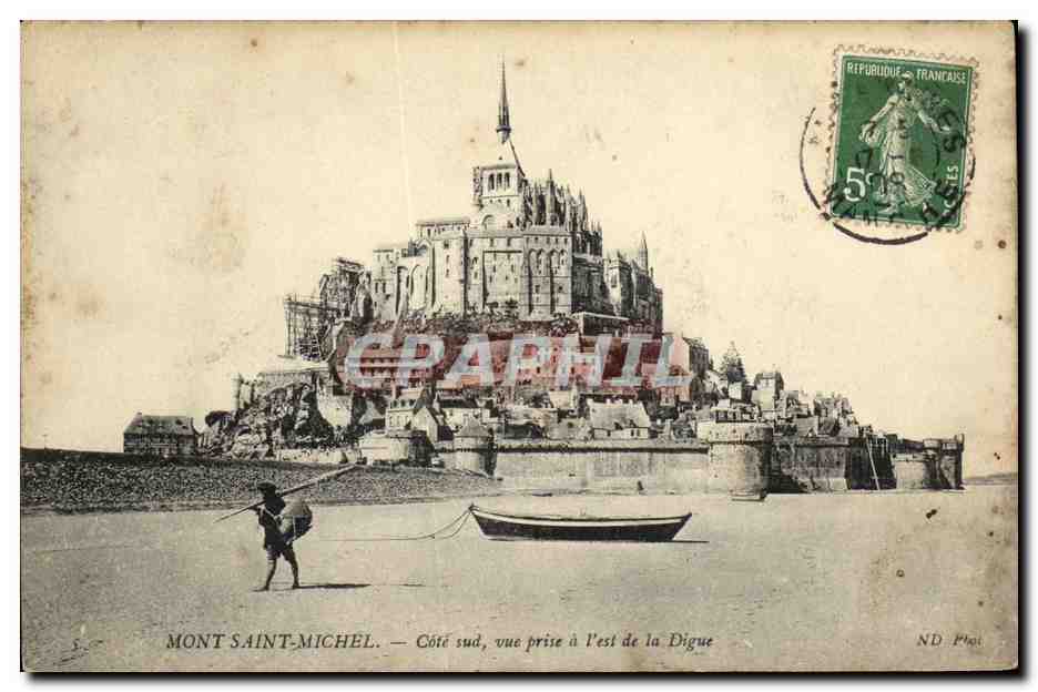 CPA Mont Saint Michel Cote Sud Prise de la Digue Pecheur