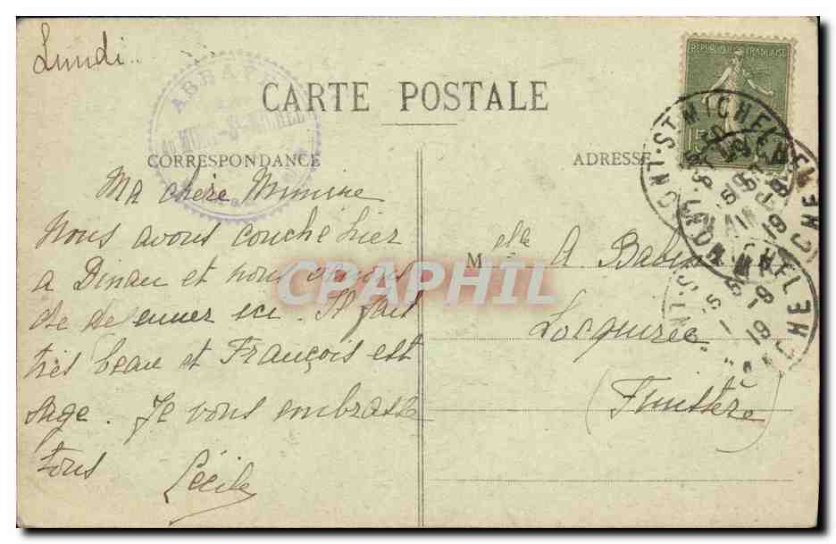 Mont-Saint-Michel — Vue générale — J.P. 22 — Édition spéciale à l'Abbaye — Verso