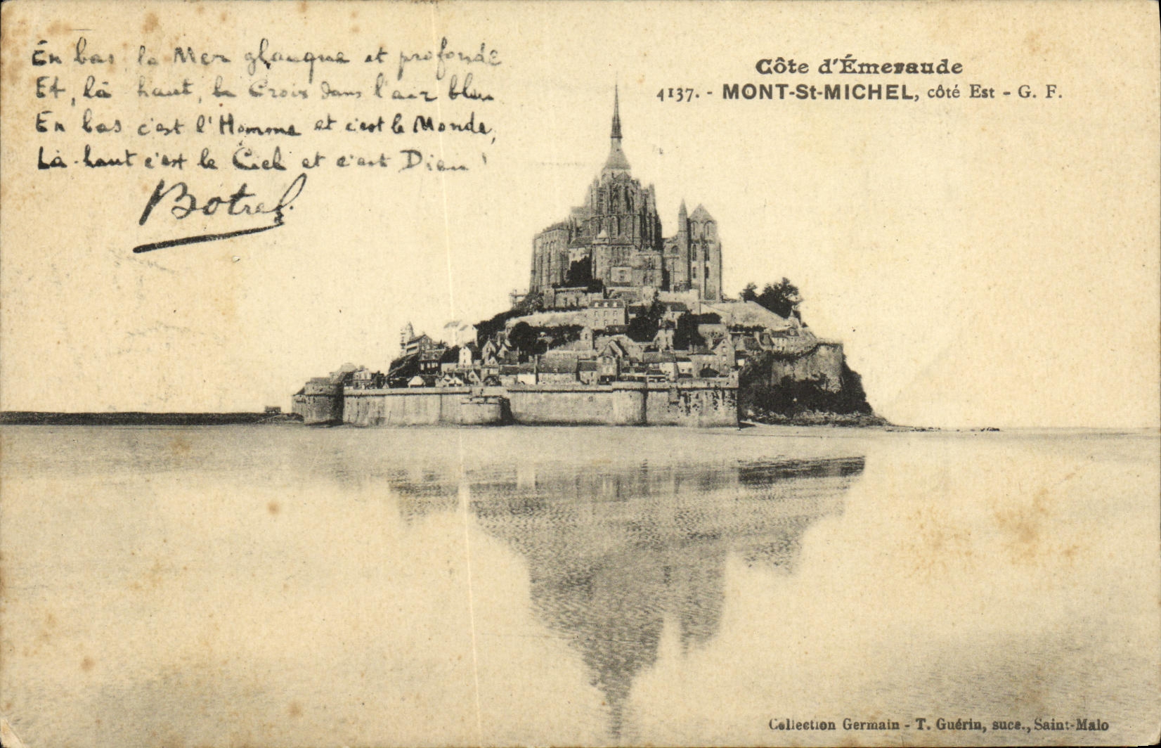 Mont-Saint-Michel — vue du côté Est — G.F. — Collection Germain - T. Guérin, Saint-Malo