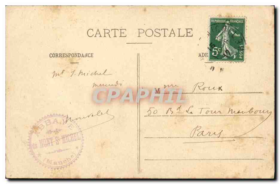 Mont-Saint-Michel — vue du côté Est — G.F. — Collection Germain - T. Guérin, Saint-Malo — Verso