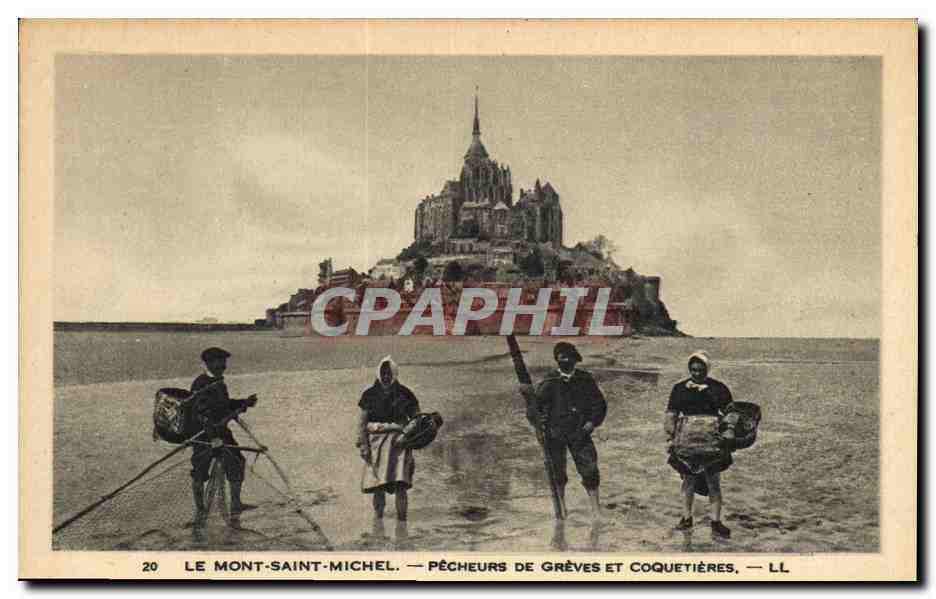CPA La Mont Saint Michel Pecheurs De Greves Et Coquetieres