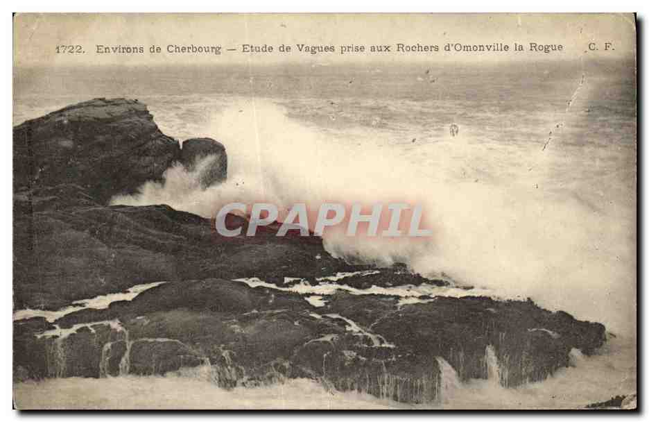 Environs de Cherbourg — Étude de Vagues prise aux Rochers d'Omonville la Rouge — C. F. n°1722
